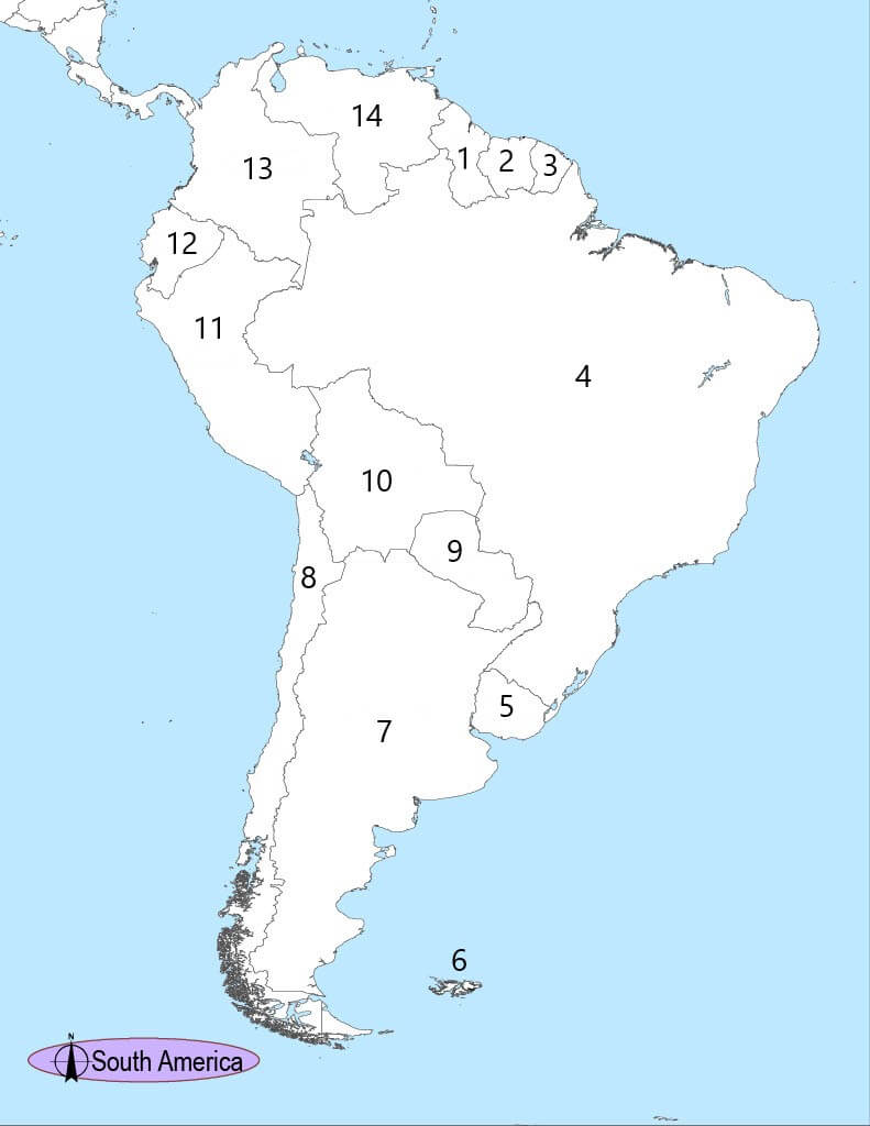 New South America Map - No Labels